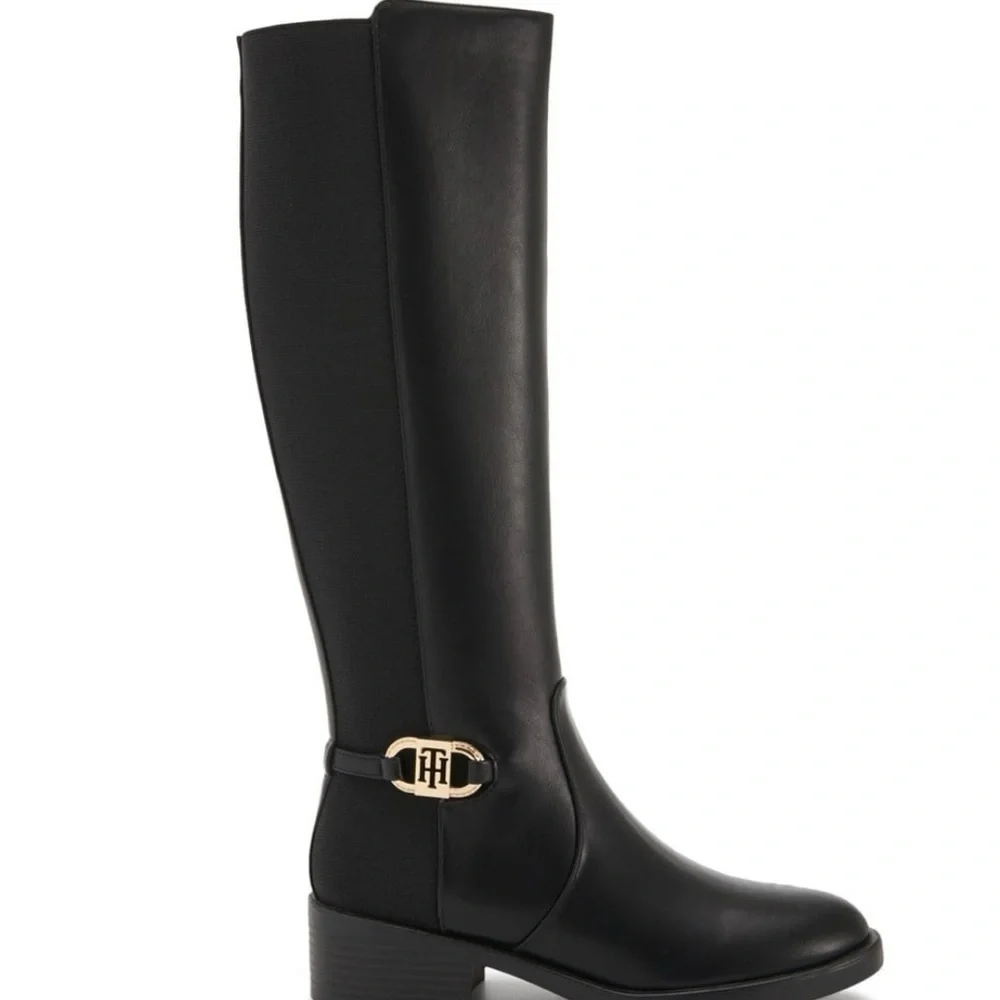 Tommy Hilfiger Imizza Elegant Black Riding Boots sz 7.5 new,,3A
